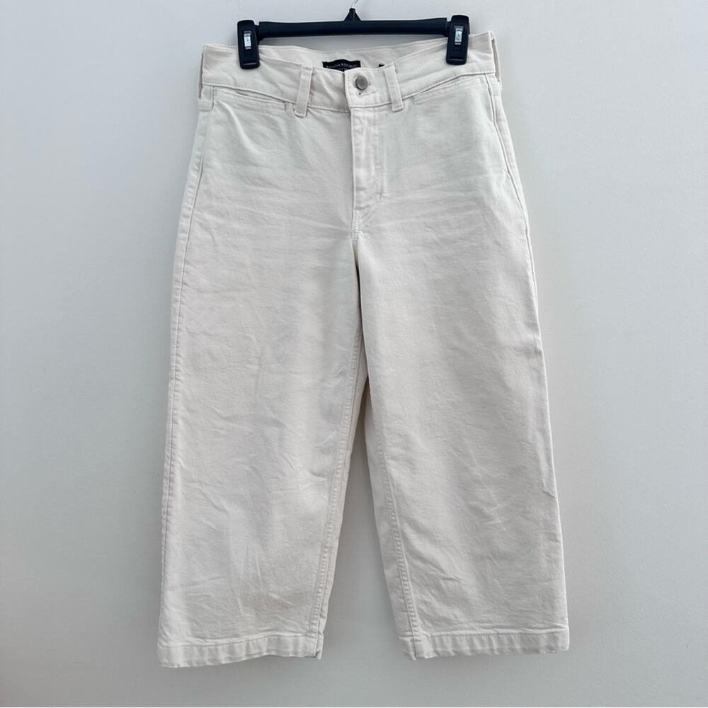 Banana Republic Cropped Jeans Women's Size 6 Cream Denim High Rise Wide-Leg